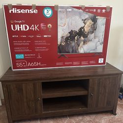 55” Hisense TV with Entertainment Center