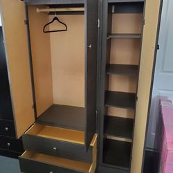 New Large Assembled Grey Wardrobe Closet Cabinet With Drawers  & Storage Shelving With full Body Lenght Mirror 