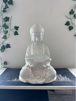 White ceramic Buddha candle holder decoration piece