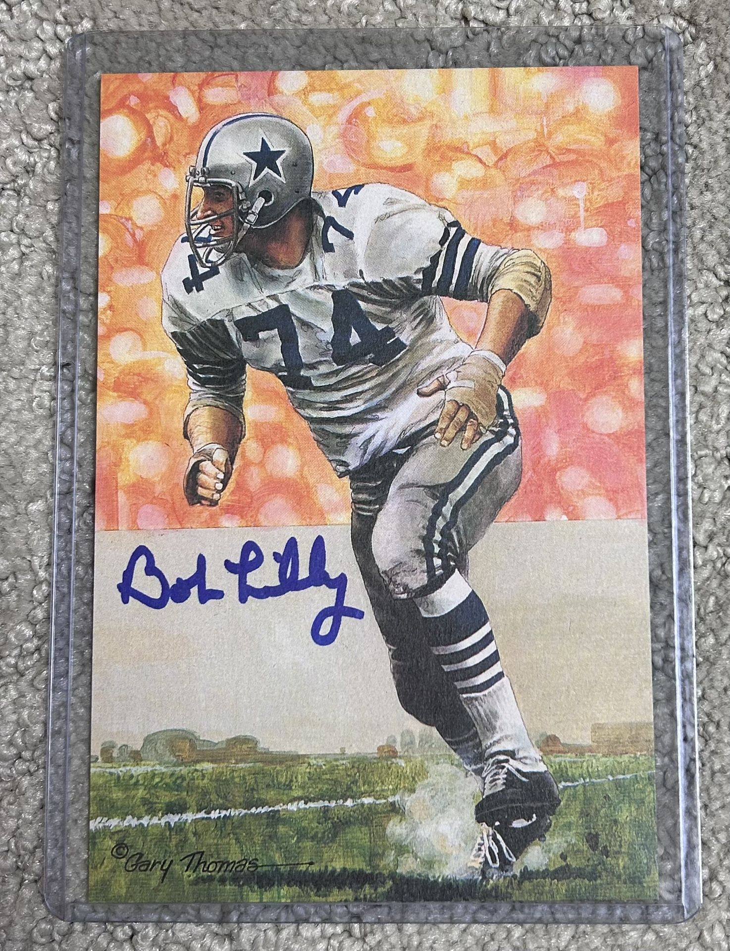 Bob Lilly Autographed Dallas Cowboys Goal Line Art Card