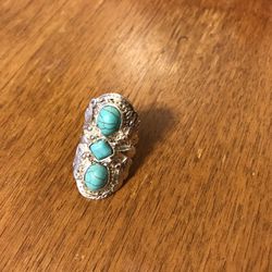 Adjustable Silver And Turquoise Ring