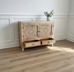 Carved Wood Sideboard Cabinet