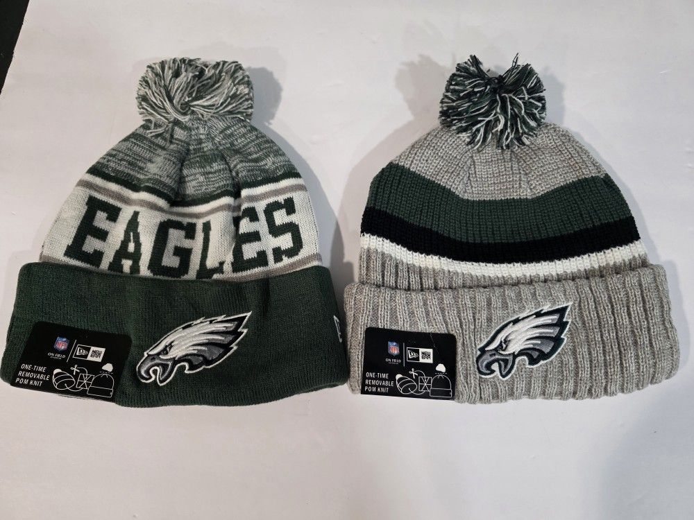 2 PHILADELPHIA EAGLES WINTER HATS-NEW ERA-NEW