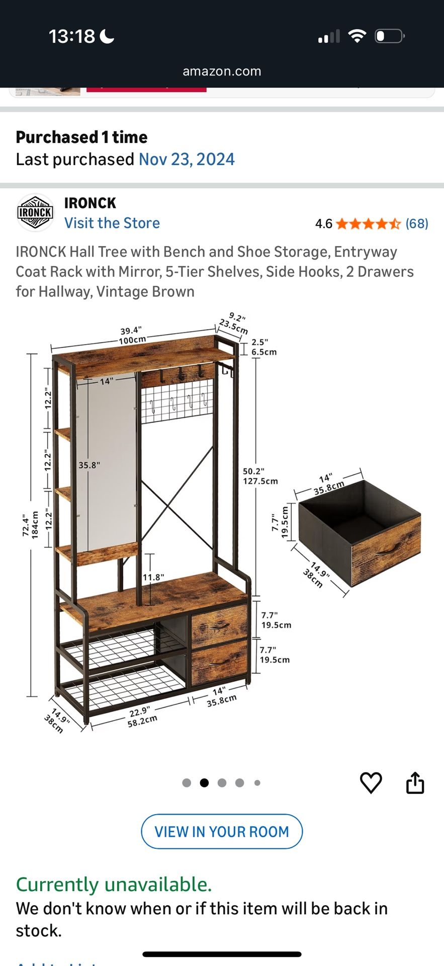 Coat Rack with Mirror