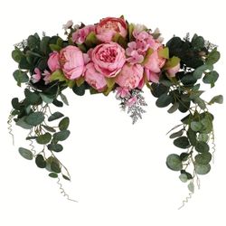 Pink Or White Peony Eucalyptus Artificial Flower Garland Arrangement 
