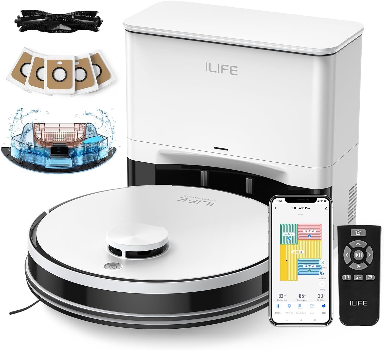 ILIFE A30 Pro Robot Vacuum and Mop, Self Emptying Station