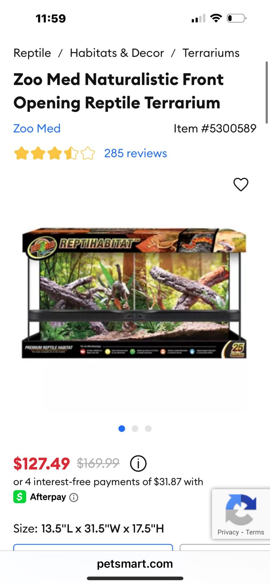 40 & 25 Gallon Front Opening Terrarium