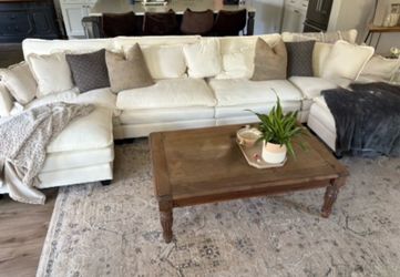 Large White Fabric Sectional Sofa