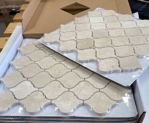 NEW Crema Marfil Polished Marble Latern Mosaic Tiles - 12 in x 12 in, (13 sheets available)