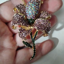 Large Purple Betsey J Flower Necklace