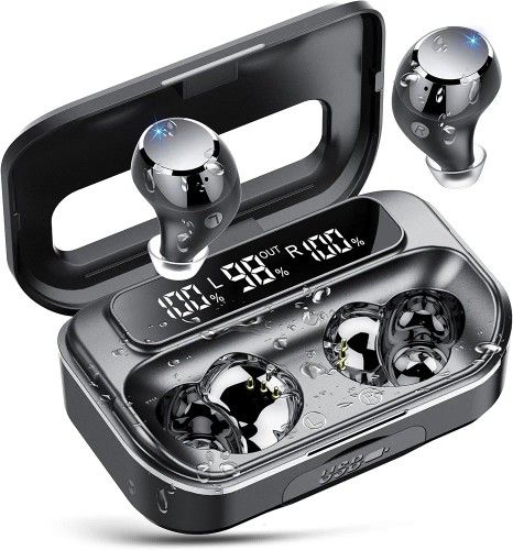 NEW Wireless Bluetooth 5.3 Earbuds w/Noise Cancelling Mic, Powerful Bass, LED Display, 128H Battery, IP7 Waterproof for iOS/Android