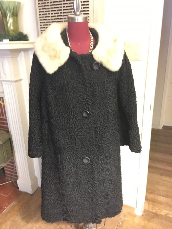 Vintage Persian Lamb Coat with Mink Collar