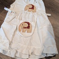 White Dress with Elephant Design  100% Cotton 