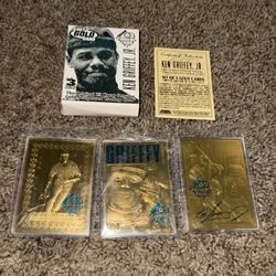 1997 Bleachers Ken Griffey Jr Chasing 62 Home Runs 23 kt Gold Set of 3 With Box
