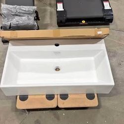 New 24"x16" Console Bathroom Sink Free Standing 30” Bracket Stainless Steel Support Pedestal Leg