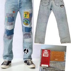 Levi's 501 150th Anniversary 31 × 30 Ripped Original Fit Distressed patch jeans 