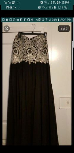 فستان خاص للمناسبات فضي وشيفون اسود قياس xl