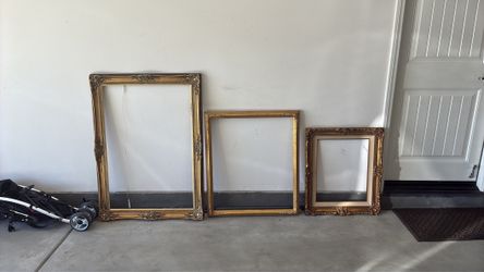 3 Antique Finish Wood Frames