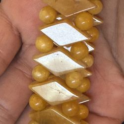 Diamond Cut Gold Calcite Stretch Bracelet Healing 