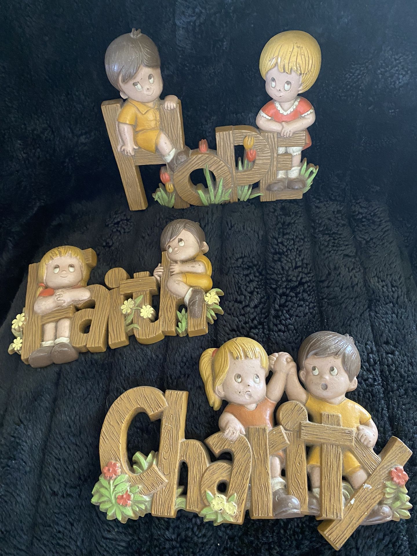 HOPE FAITH CHARITY Wall Placques 1982