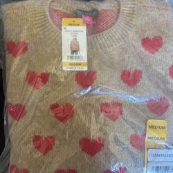 New Heart Print Sweater – Medium – $35 OBO