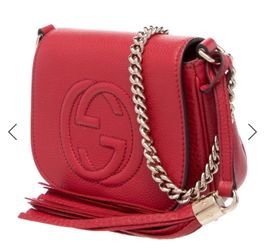 Gucci Soho  Red Leather Chain Crossbody