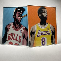 Michael Jordan Chicago Bulls And Kobe Bryant Lakers Painting 