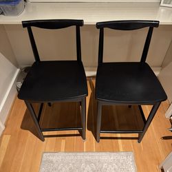 2 Black Wooden Barstools