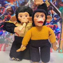 Vintage Mr. Bim Zip Zippy Plush Toy Monkey Stuffed Chimpanzee Rubber Face Banana