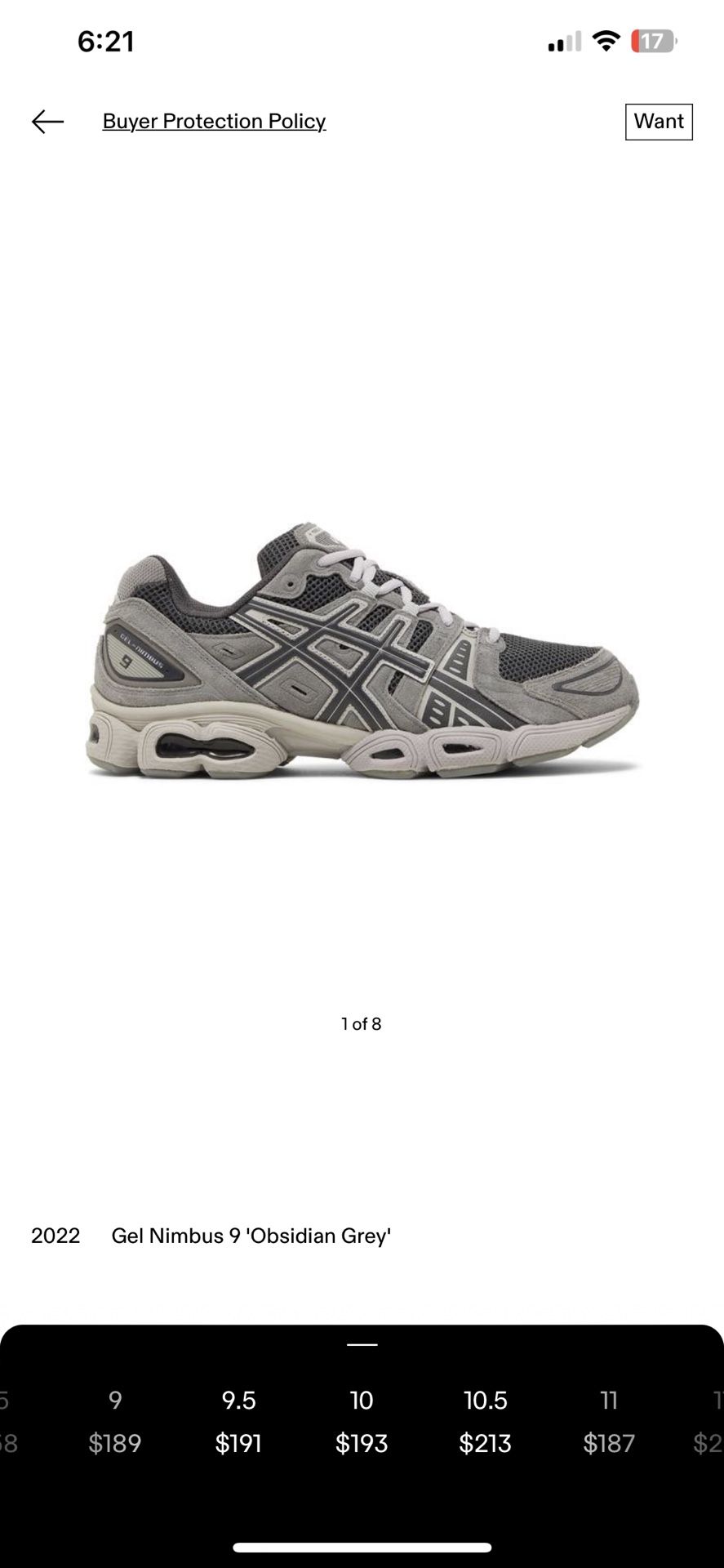 Gel Nimbus 9 Obsidian Grey