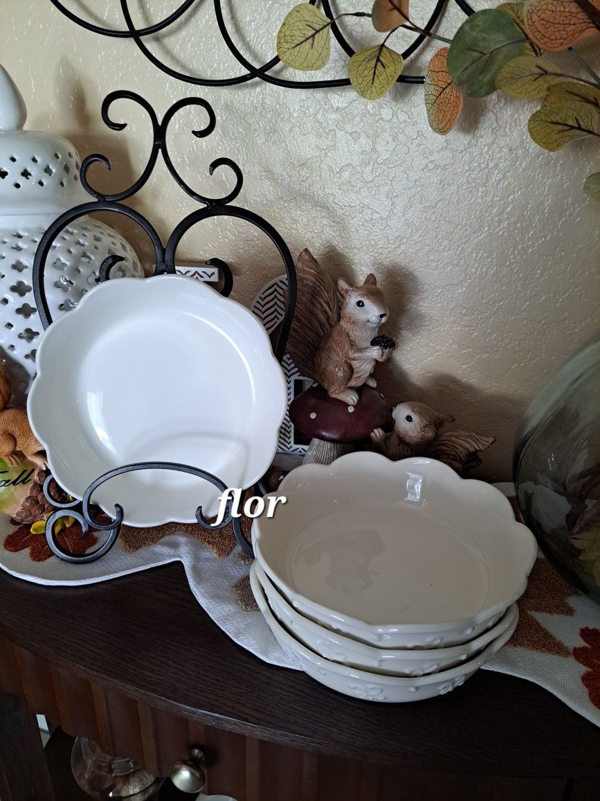 JUEGO DE 4 PLATOS HONDOS PARA PASTA MARBELLA PRINCESS HOUSE 🌾🌻