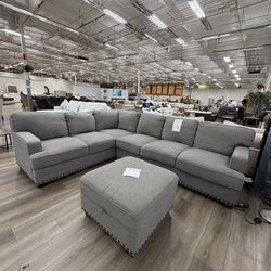 Costco thomasville Emilee fabric sectional with storage ottoman
