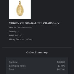 James Avery Gold Charm Virgin of Guadalupe 