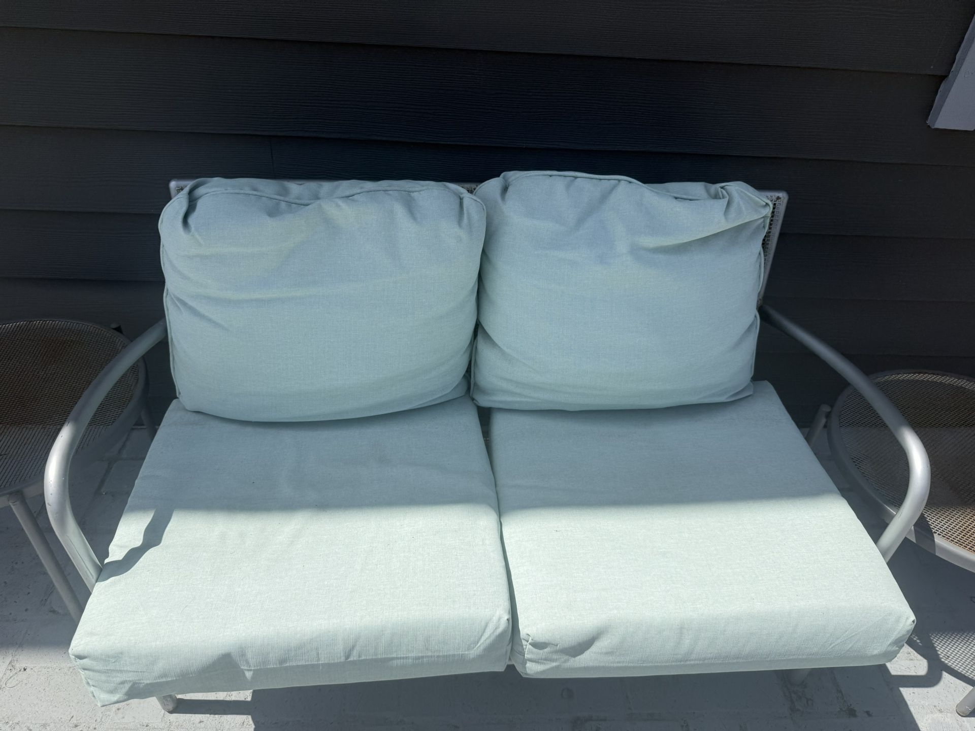 Outdoor Couch With Cushions and 2 Side Tables