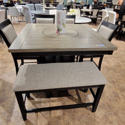 6PC Gray & Black Dining Table Set