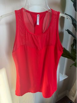 Fabletics Red Mesh-Panel Workout Tank size Small
