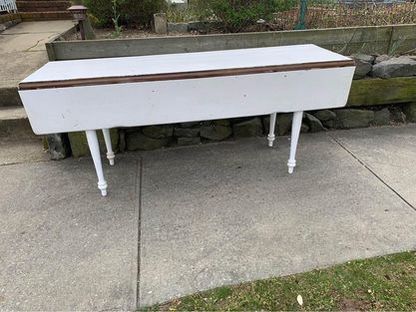 Antique reproduction dining drop leaf table kitchen table white rectangular traditional