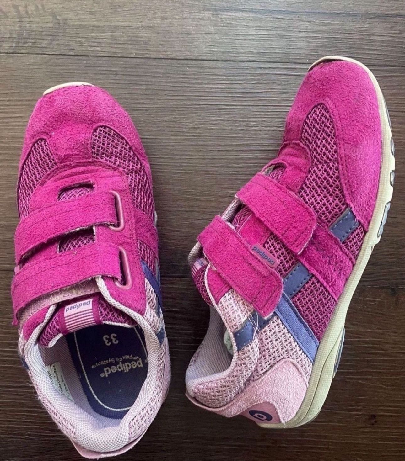 Leather Girls Sneakers, Size 2