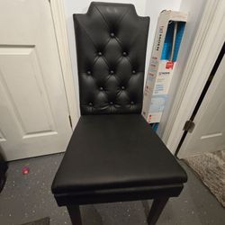 Black Tufted Faux Leather Dining Chair
