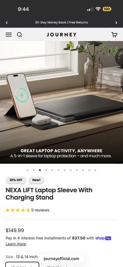 NEXA LIFT Laptop Sleeve With Charging Stand (13 & 14 Inch)