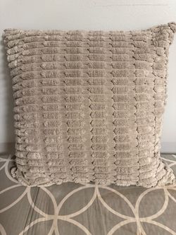 Beige Textured Throw Pillow