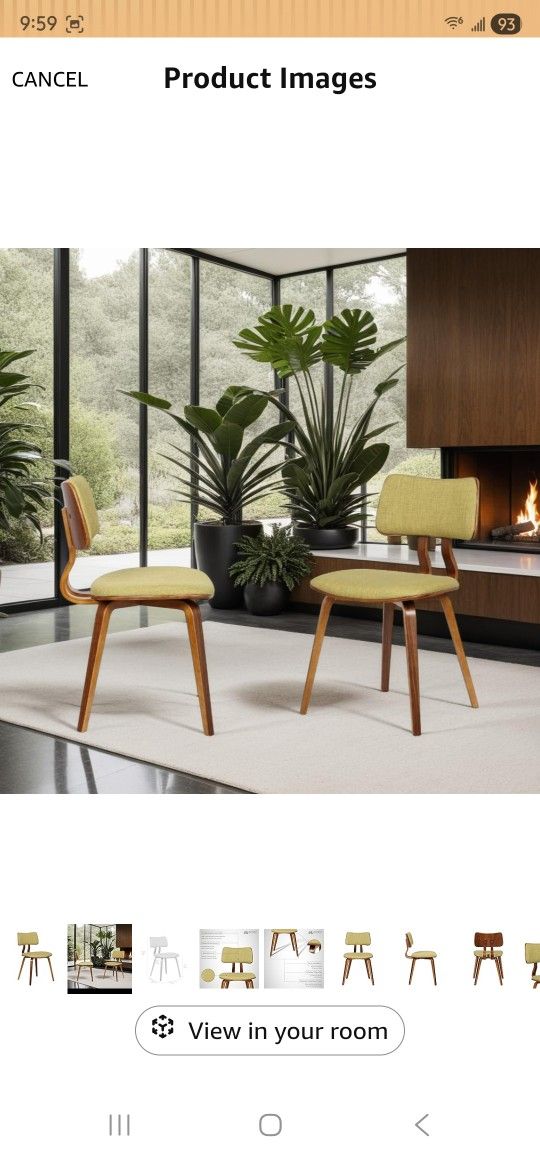 Armen Living Jaguar Mid-Century Dining Chair in Walnut Wood and Green Fabric - Set of 2
Amazon's Choice