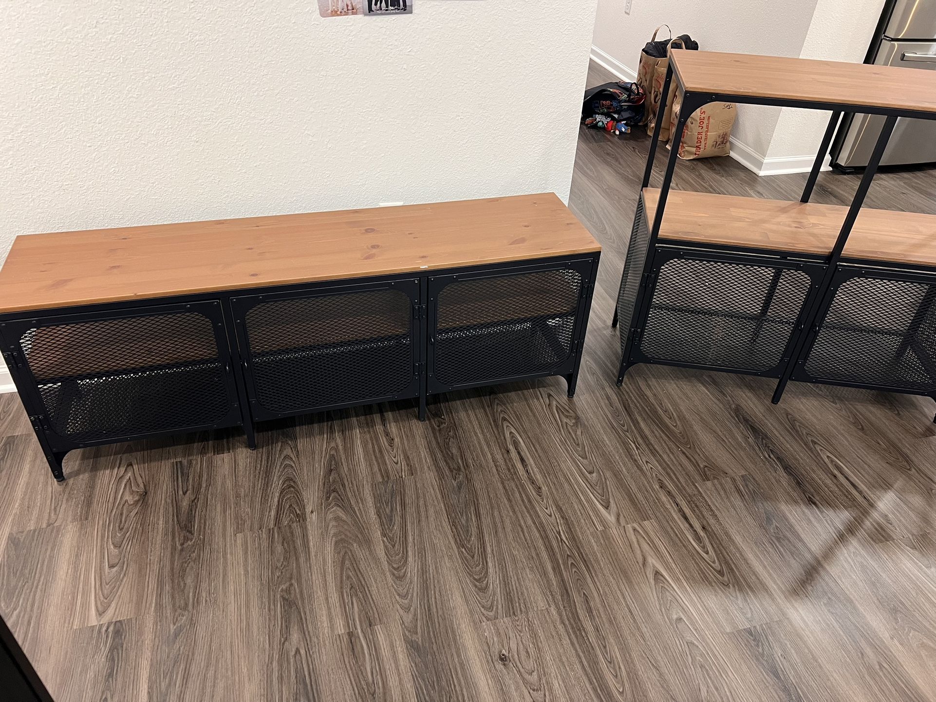 IKEA TV Stand and Shelf Wood and Metal Fjallbo