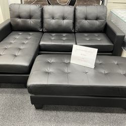Sectional Sofa Bed Black Leather $499