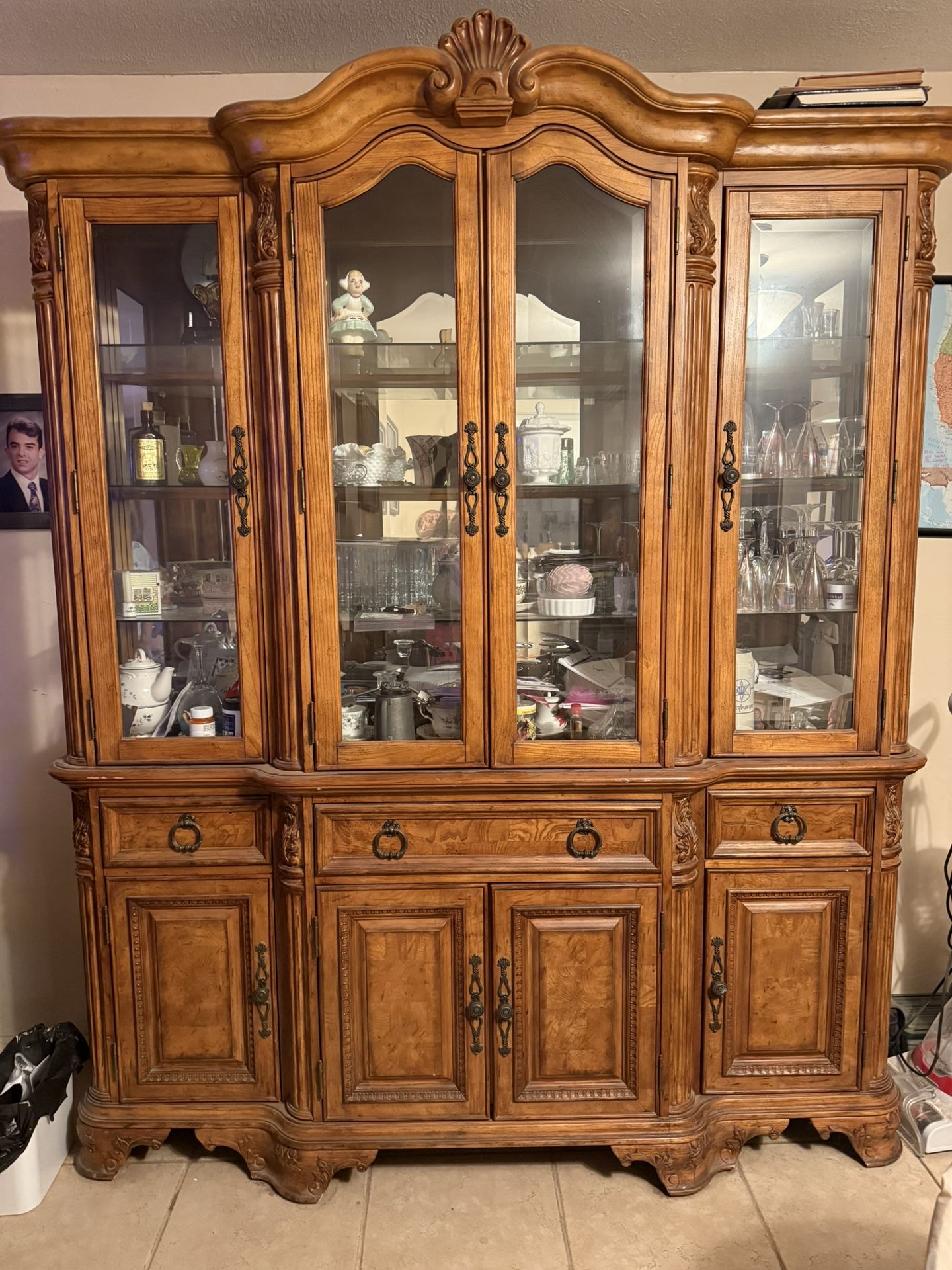Real Wood Dinning Room China Cabinet 88”Hx75”W