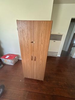 Tall Wood Laminate Storage Cabinet