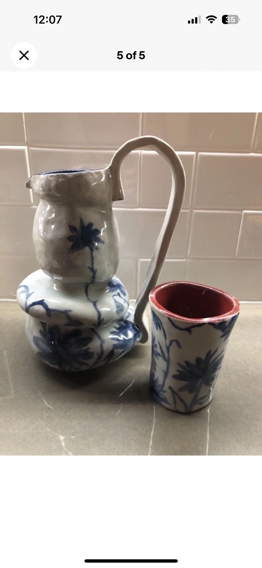 Original Handmade Ceramic Cup And Pitcher Set
