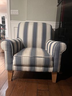 blue and white chair
