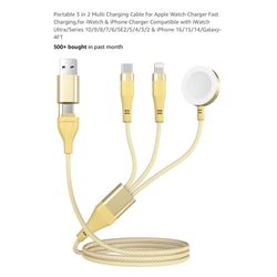 Brand new Portable 3 in 2 Multi Charging Cable for Apple Watch Charger Fast Charging,for iWatch & iPhone Charger Compatible with iWatch Ultra/Series 1