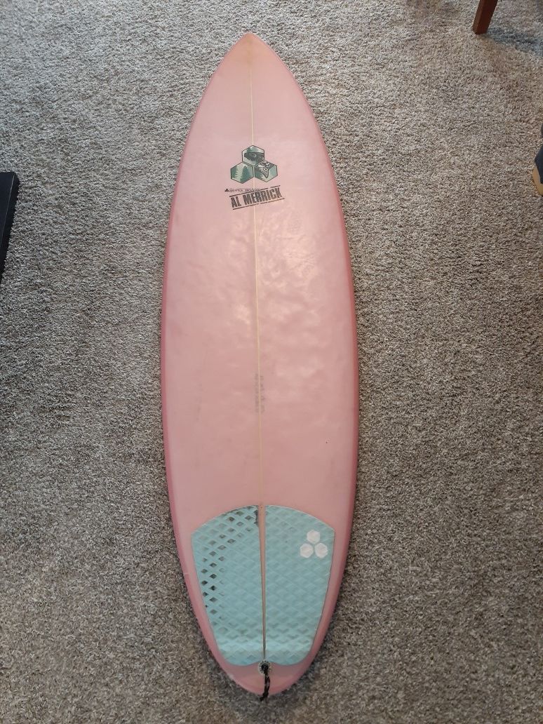 6'2" Al Merrick pink surfboard